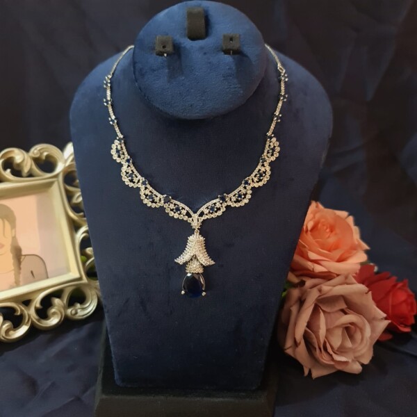 Mahira Khan Necklace set Blue - Image 2