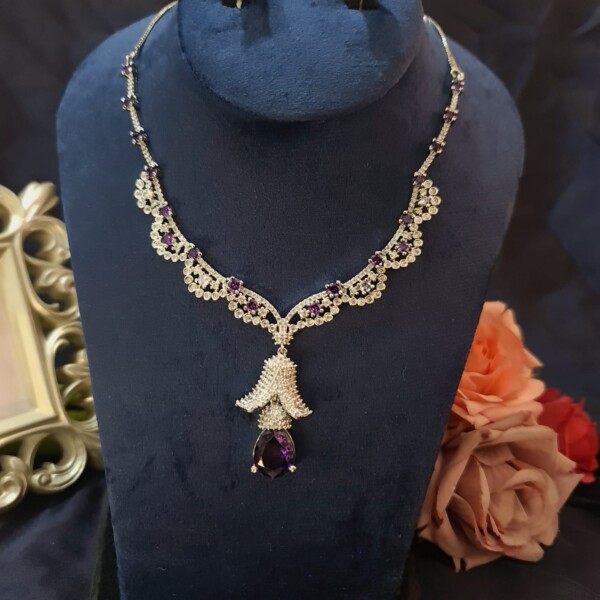 Mahira Khan Necklace set Plum - Image 2