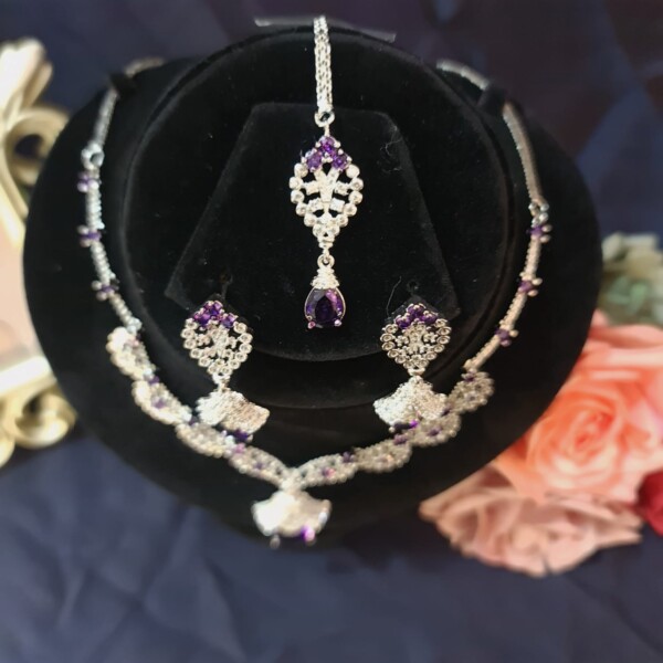 Mahira Khan Necklace set Plum - Image 4