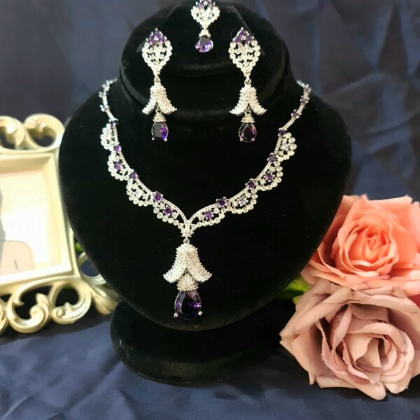 Mahira Khan Necklace set Plum - Image 6