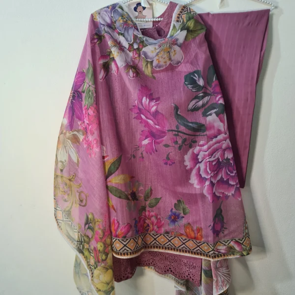 Embroidered-3 Pc Cotton Suit - Image 3