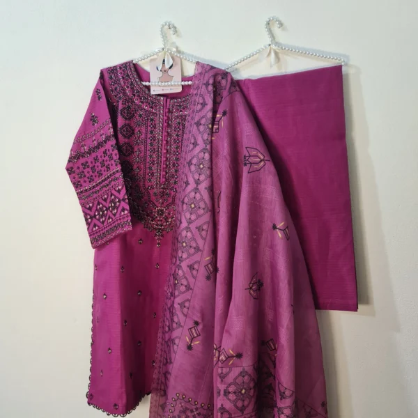 Embroidered- 3 Pc Cotton Suit - Image 2