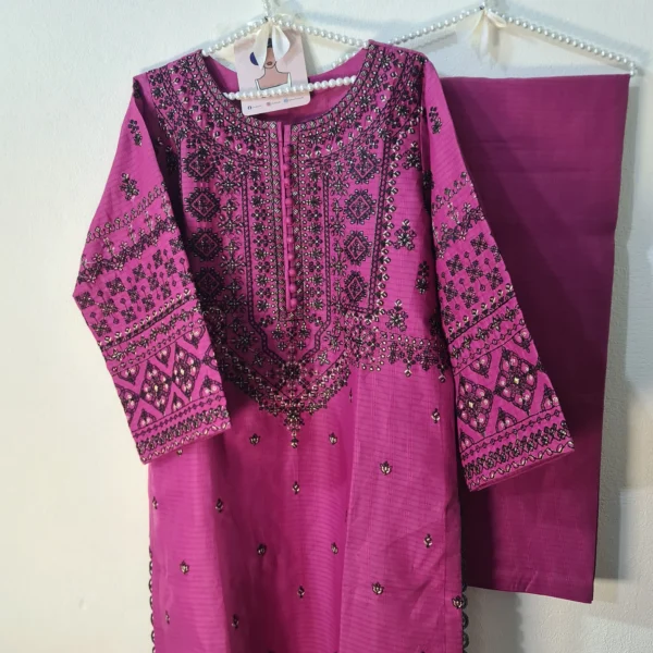 Embroidered- 3 Pc Cotton Suit - Image 3