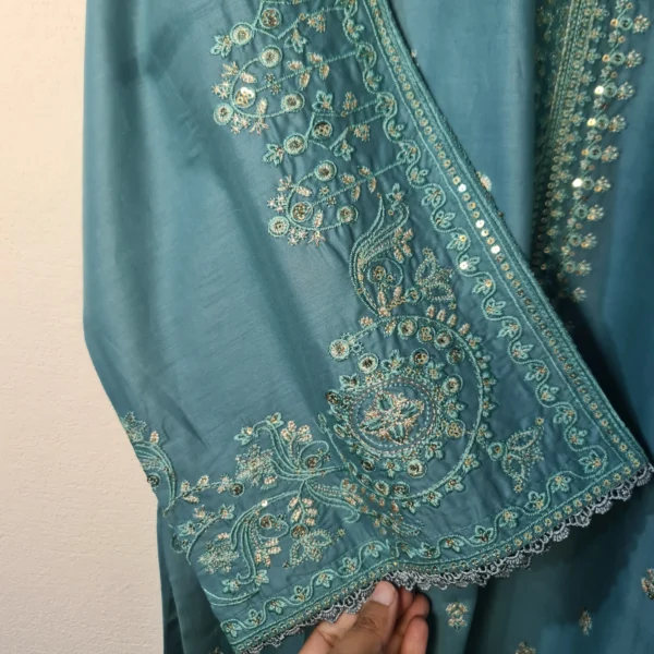 Embroidered - 3 Pc Lawn Cotton Suit - Image 6