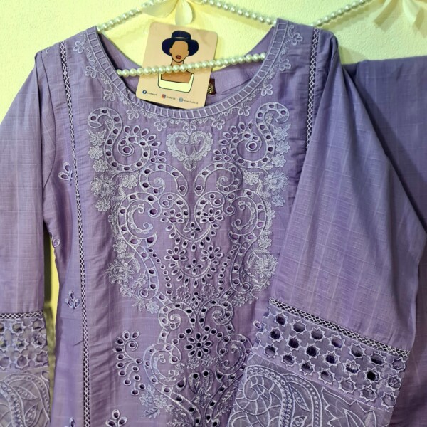 Embroidered- 3 Pc Cotton Suit - Image 3